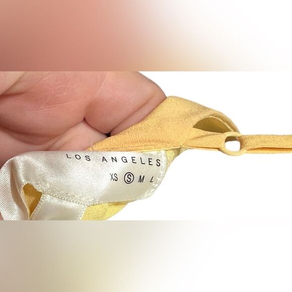 J.O.A. Los Angeles Yellow Floral lace up detail Slit Spaghetti Strap  Dress  S - Picture 4 of 6